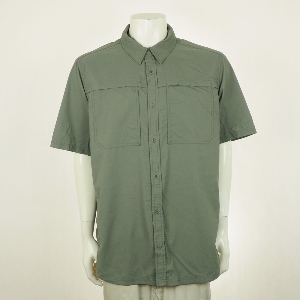 REI Co-op Vented Button Down Shirt Mens XLT XL Tall Olive Green Outdoor Hiking